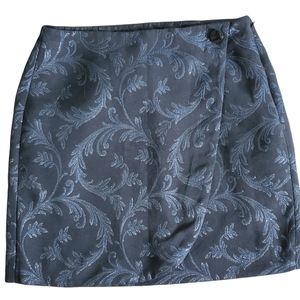 LOFT BLACK METALLIC THREAD FAUX WRAP SKIRT - 6